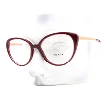Prada Eyeglasses Glasses VPR 06W UAN-1O1 Glossy Red Rose Gold 53mm with Pouch