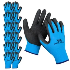 ACKTRA Coated Nylon Safety WORK GLOVES 12 Pairs, Knit Wrist Cuff, Multipurpos...