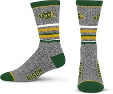 For Bare Feet Mens NFL 5 Star Marbled Crew Sock 1 Pair, North Dakota State Bison