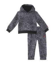 Jordan Kids Flight All Over Print Pullover Fleece Hoodie  Pant Set - Black