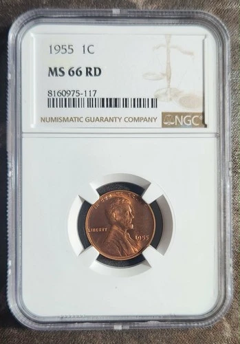 1955 P Lincoln Wheat Cent NGC MS66 RD