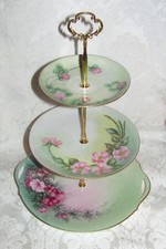Custom Three Tier Tea Party Cake Stand Made With Vintage Hand Painted Plates