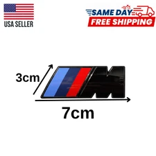 BMW M-SPORT M-TECH 7CM X 3CM GLOSS BLACK FENDER TRUNK EMBLEM BADGE