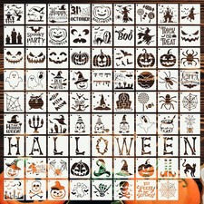 80 Pcs 5 x 5 Inch Halloween Stencils for Painting on Wood, Reusable Happy Pum...