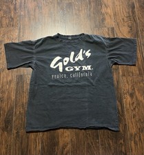 Vintage Golds Gym T Shirt Mens Large Faded Black Venice California Bodybuilding