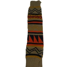 Women's 1 pair of Crotchet Leg Warmers Tribal Print Brown Rust Color 22" Length