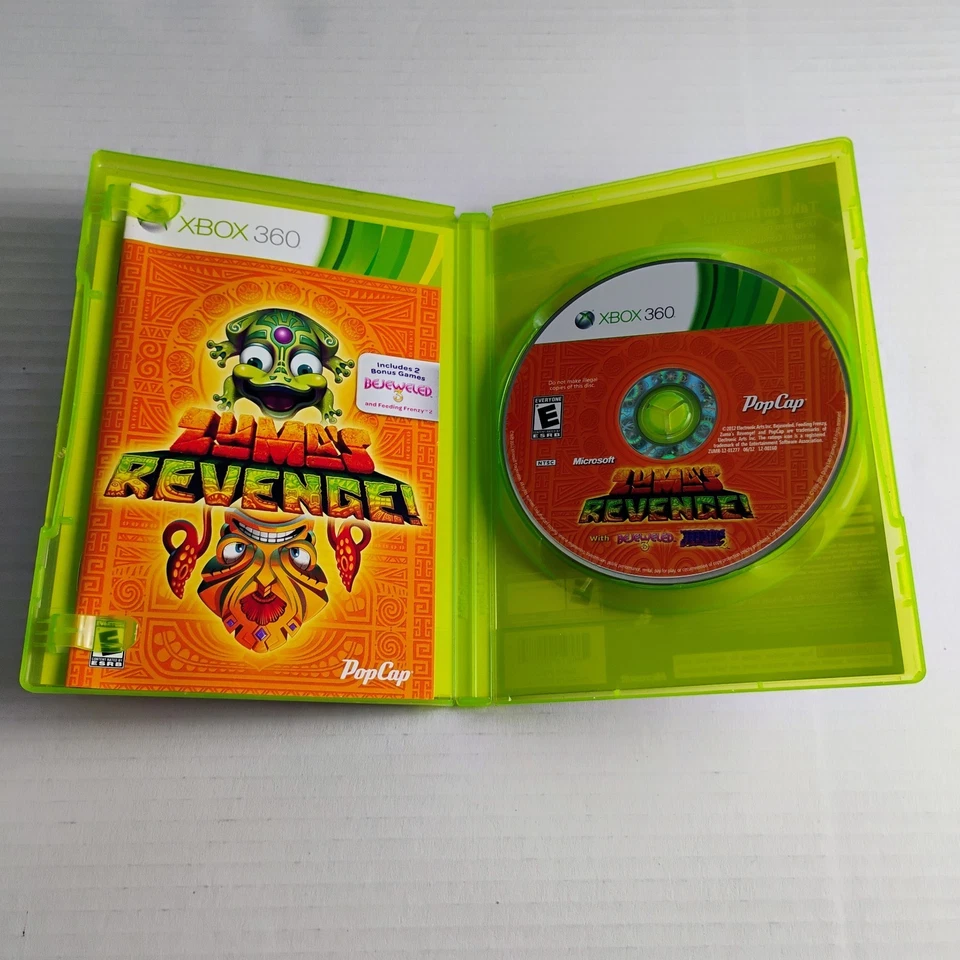 Zuma's Revenge with Bejeweled 3 and Feeding Frenzy 2 Xbox 360 CIB with Manual - Image 4 of 4