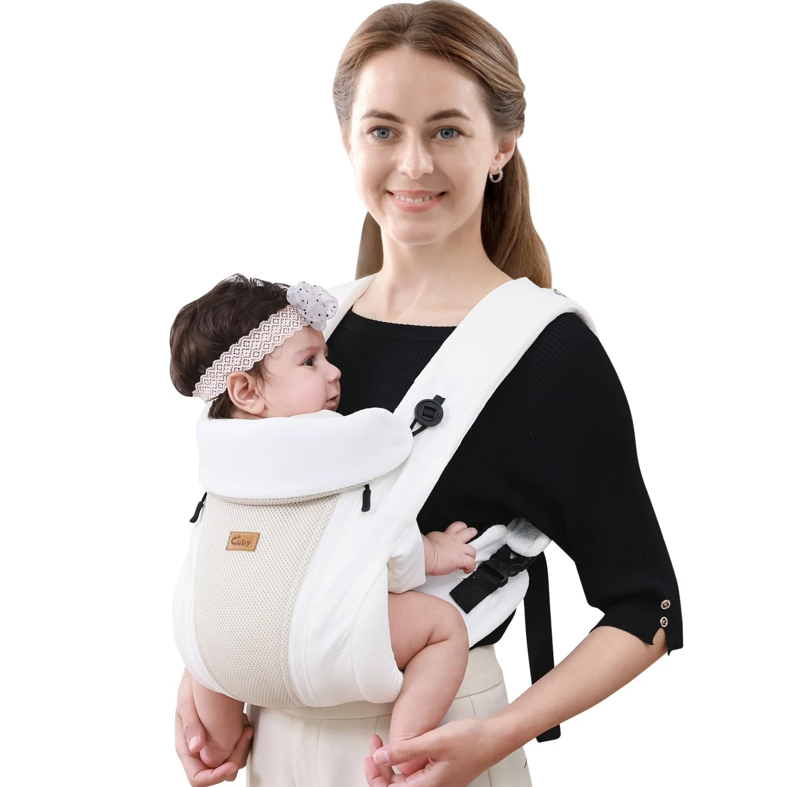Newborn Baby Carrier with and Sunshield, Breathable & Adjustable Newborn Fron...