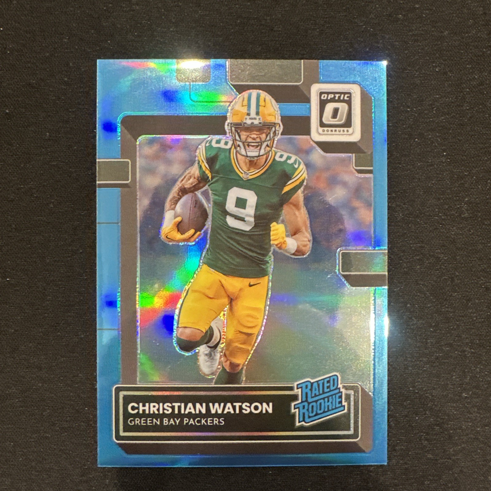 2022 Panini Donruss Optic Rated Aqua Prizm /299 Christian Watson #219 Rookie RC