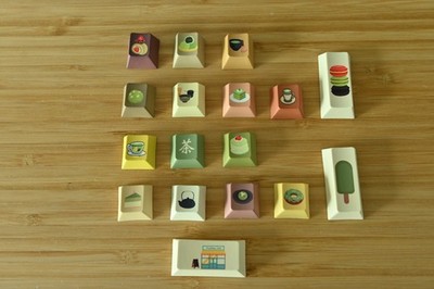 Matcha Dessert Japanese Green Tea Theme Keycaps for Numpad Mechanical Keyboard
