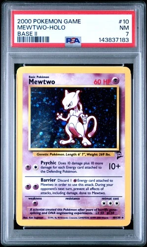 2000 POKEMON BASE SET 2 #10 MEWTWO-HOLO PSA 7