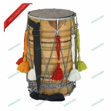 India Festivity Musical Punjab Bhangra Dhol, Mango Wood Musical Instruments With