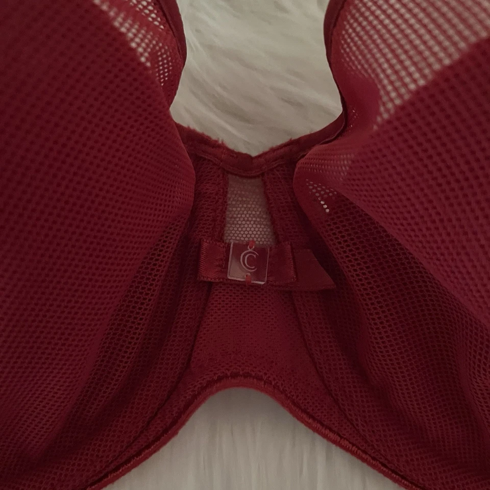 Chantelle Bra 34D Spacer Convertible Underwire Lined Mesh Red Sexy Lingerie - Image 2 of 4