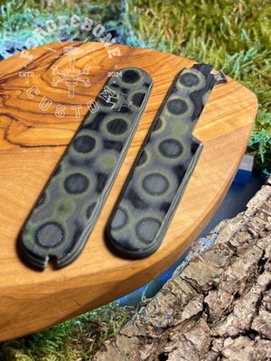 Custom scales für Victorinox 91 mm Plus Canvas Micarta Green/Black Griffschallen