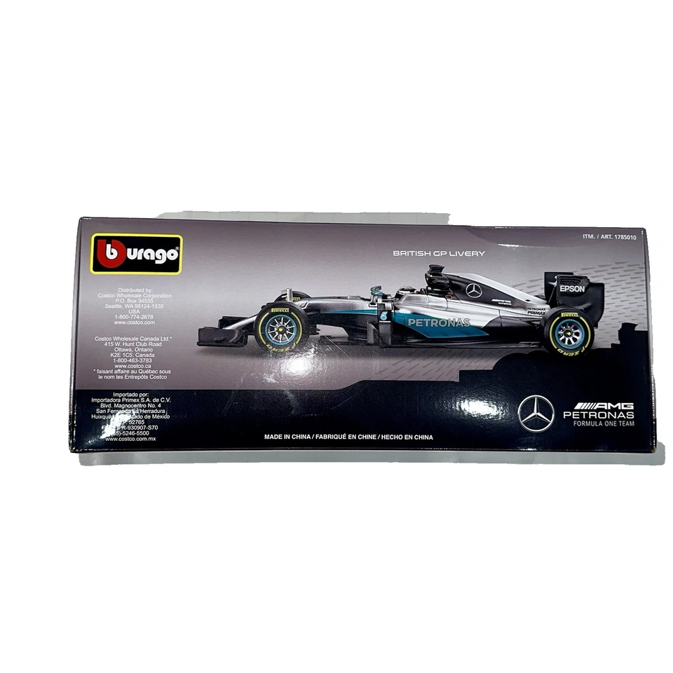 Bburago Mercedes-AMG Petronas F1 W07 híbrido Lewis Hamilton #44 GP de Gran Bretaña 2016 Foto 3 de 4