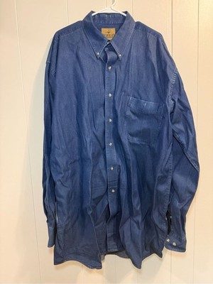 RedHead Men's Denim Button-Down Long Sleeve Shirt 2XLT 100% Cotton