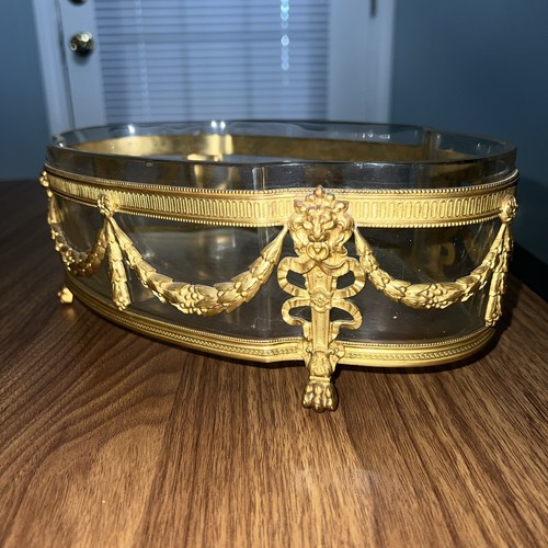 Large Crystal And Bronze Louis XVI Jardiniere Centerpiece Bowl Antique 18-19th C - Picture 6 of 7