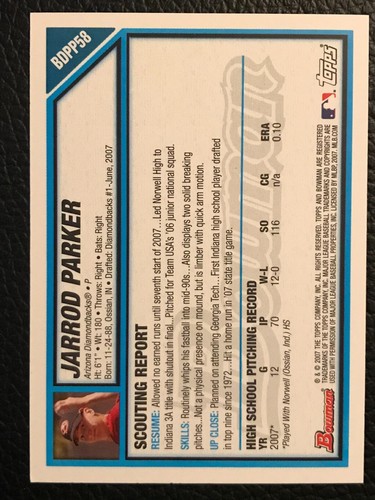 2007 Bowman Draft Picks & Prospect Prospect Baseball - Pick A Card -BDPP1 - 106 - Picture 168 of 218