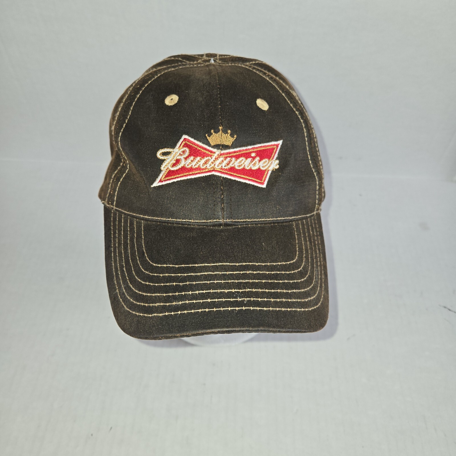 Budweiser Leather Hat Cap Adjustable Strapback By… - image 1