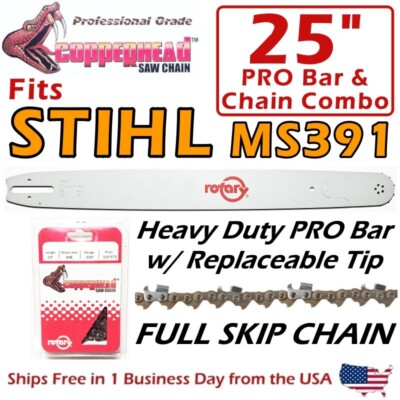 COPPERHEAD 25" PRO Bar & SKIP Chain -Fits STIHL MS391 - 3003 000 8830 ...