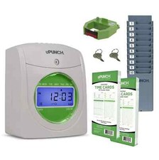 uPunch Starter Time Clock Bundle with 100-Cards, Time Card Rack, 1 Ribbon & Keys