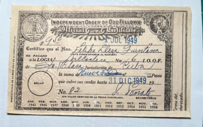 Fellows!(Q)「Q.E.D.」 1949 1950 ODD FELLOWS IOOF VILLACLARA 16 LDGE Santa Clara CUBA