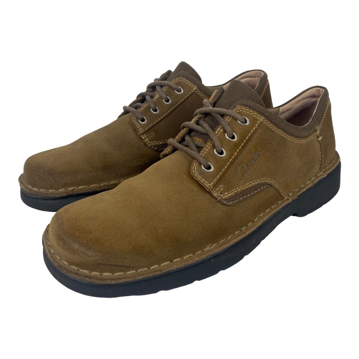 Clarks Mens Size 9M Shoes Tan Suede Comfort Plain Toe Casual  display picture 3