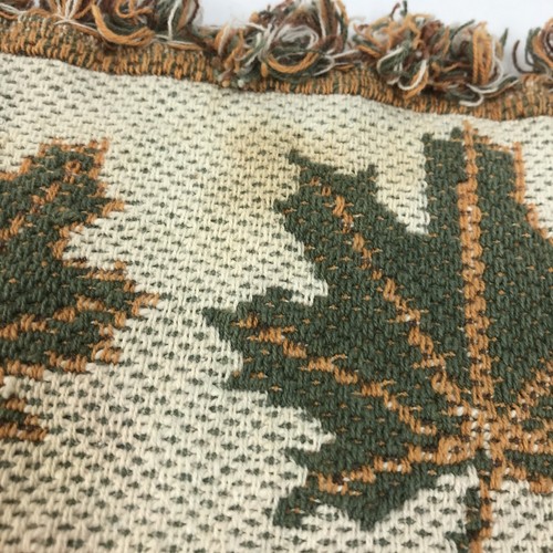 Set Of 2 - Brown Green And Orange Leaf Fall Fringed Rectangular 18x12” Placemat - Picture 4 of 7