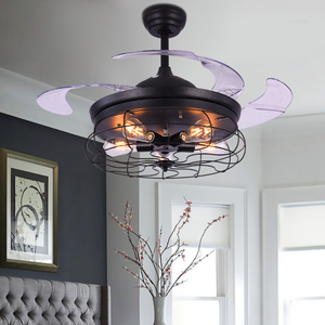 42 Industrial Ceiling Fan Light Chandelier Remote Retractable