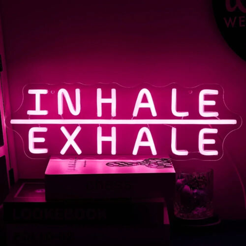 LARGE inhale exhale relax living room picture art wall lamp neon Sign Light