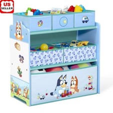 Bluey 6 Bin Toy Storage Organizer Kids Room Vinyl Stickers Fun Learning Ages 3 