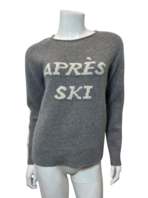 REPEAT Luxury Cashmere Après Ski Sweater in Grey/White Size XXS
