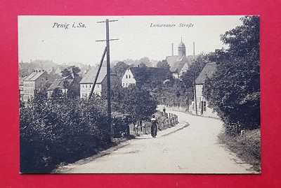 Postcard Penig in Sat. around 1930 view in Lunzenauer Strasse (34978