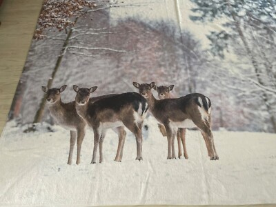 Tagesdecke Wohndecke Decke Plaid Kuscheldecke Winter Rehe Wald Schnee 150x200cm