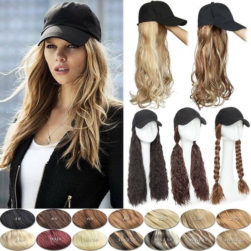 Baseball Cap with Curly Hair Wig Full 
