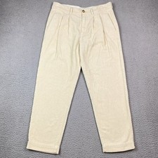 AYR Corduroy Women's Size 6 Cream Pleated Cotton Tapered Trouser Pants 