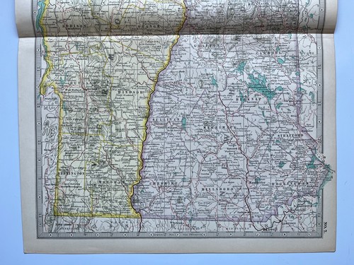Karte von Vermont und New Hampshire USA Jahrhundert Atlas 1907 - Bild 3 von 5