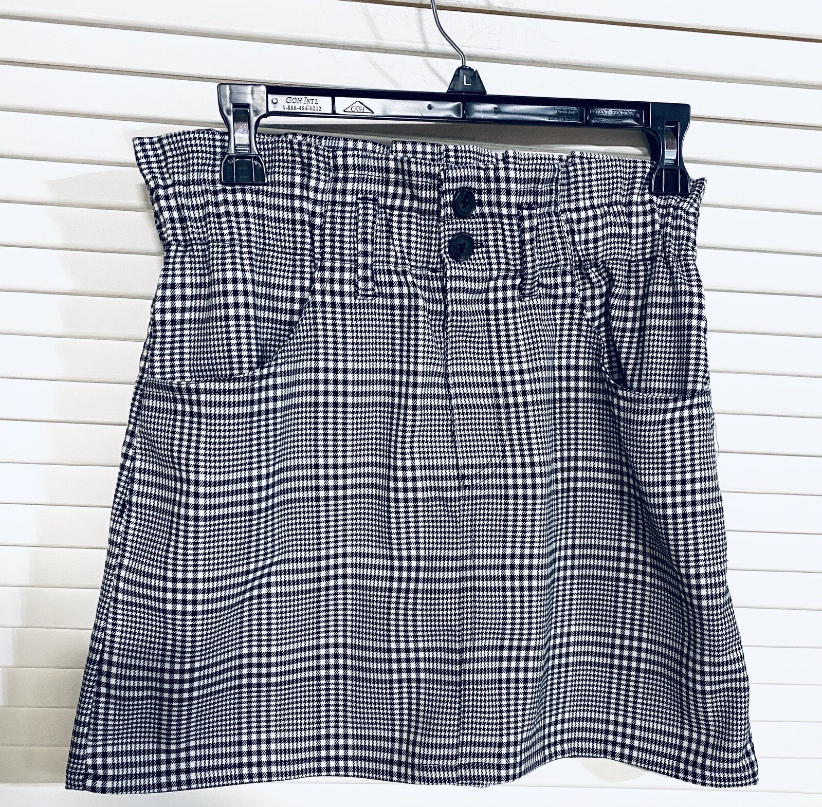 Black & White Houndstooth Plaid Mini Skirt Women's Small Jolt Style-image