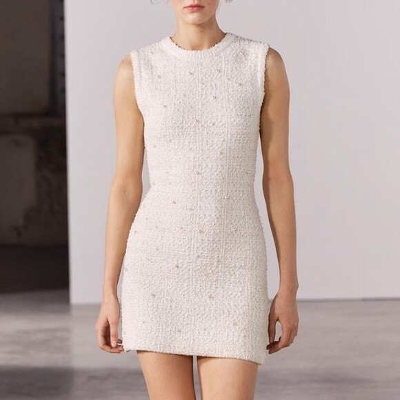 ZARA Pearl Trim Knit Mini Dress | eBay