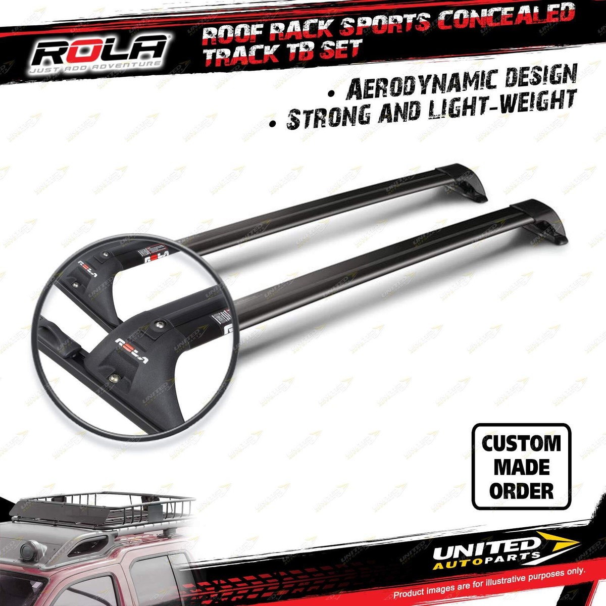 Rola Sports Concealed Track TB Roof Rack Bars for Holden - Main Image