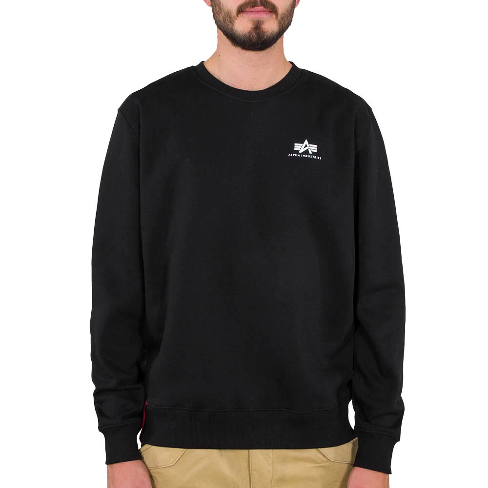 Sweater Men's | eBay L/S Sweatshirt Crew Logo Neck in Black Branded Alpha Industries