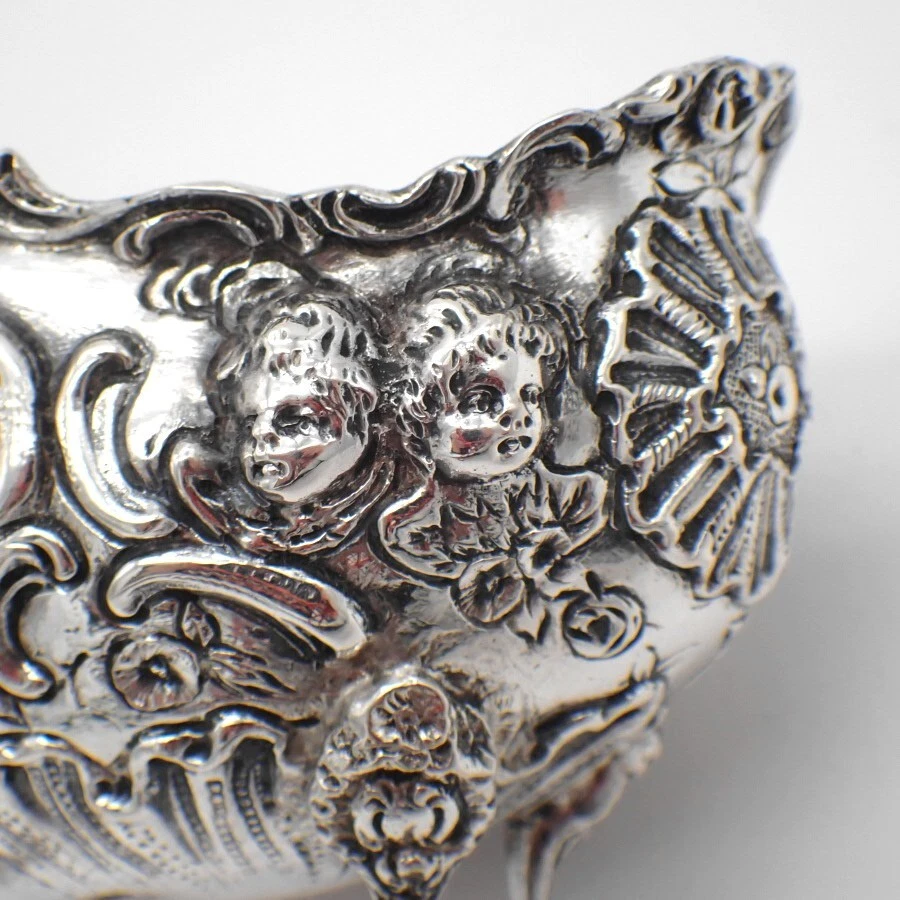 Ornate Cherub Open Salts Pair Hanau German 800 Silver 930 Silver - Imagem 4 de 4