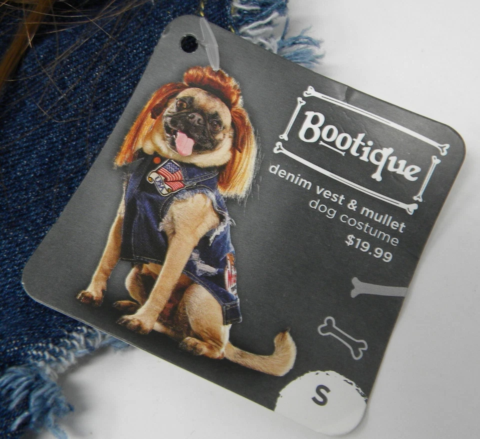 Bootique  Denim Vest & Mullet   Dog  Halloween Costume Mutt Trucks SMall - Image 2 of 3