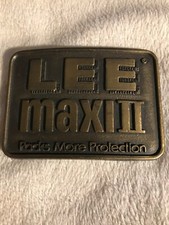 Vintage Pre-Owned LEE MAXI II Brass Belt Buckle Packs More Protection 3-1/8   2 