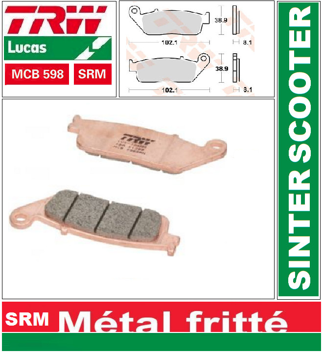 Plaquettes de frein TRW MCB598 SRM métal fritté avant BMW C 600
