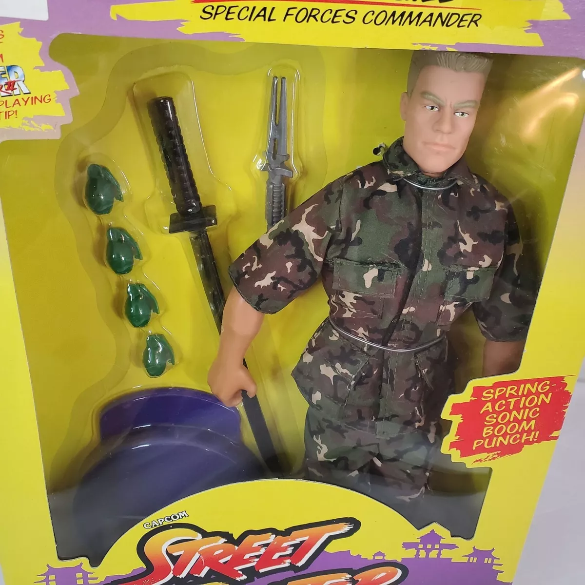 1993 Hasbro Capcom Street Fighter Movie COLONEL GUILE 12” Figure Box GI Joe