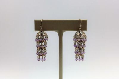 JANE DIAZ 10KT ROSE GOLD AMETHYST CHANDELIER EARRINGS