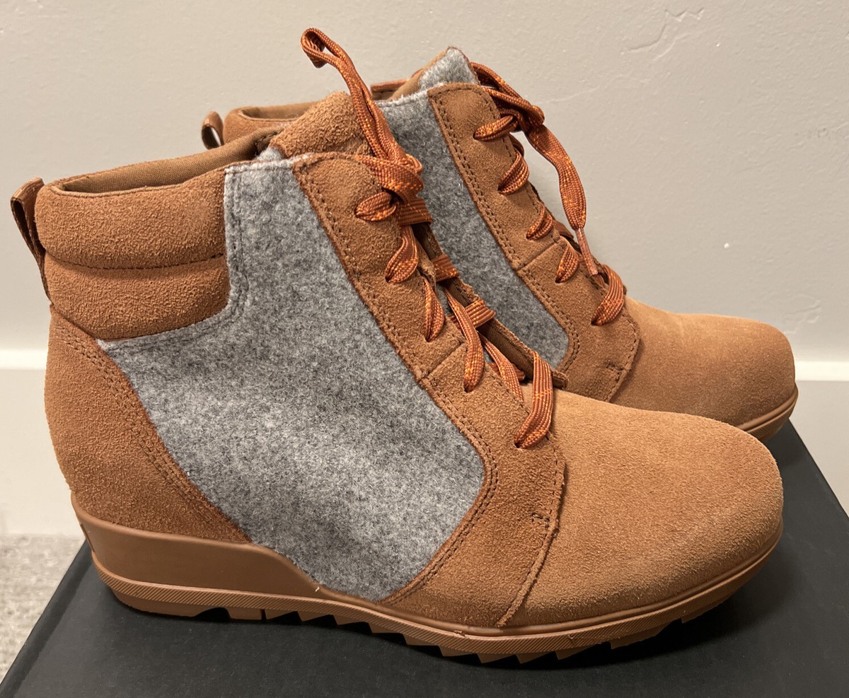 NIB Sundance Catalog Sorel Brown Gray “Evie Ankle Lace Boots” Size $150