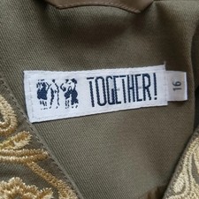 Together Blazer Jacket Mandarin Collar Olive Gold Cherub Rose Embroidery Uk 16