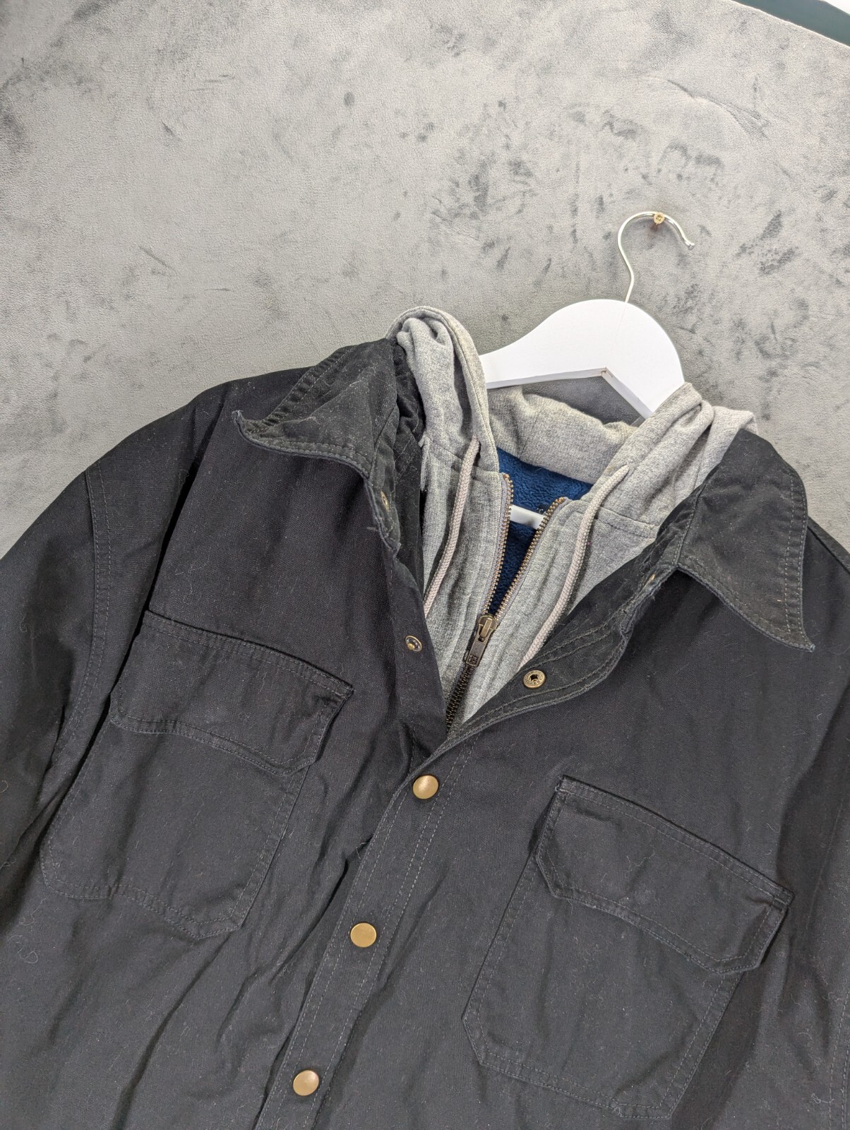 Faded Glory Jacket Size 2XL- 3XL Fleece Lined Hooded Cotton Canvas Oversized USA image 2